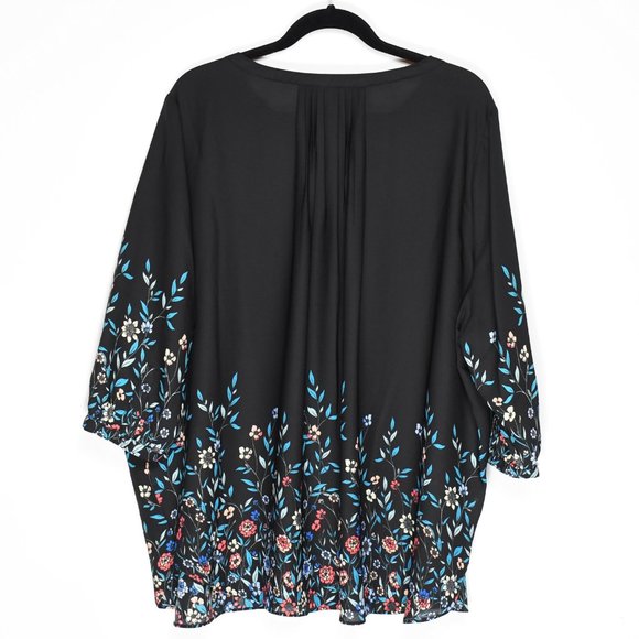 Woman Within Black Floral Blouse 1X - Picture 7 of 8